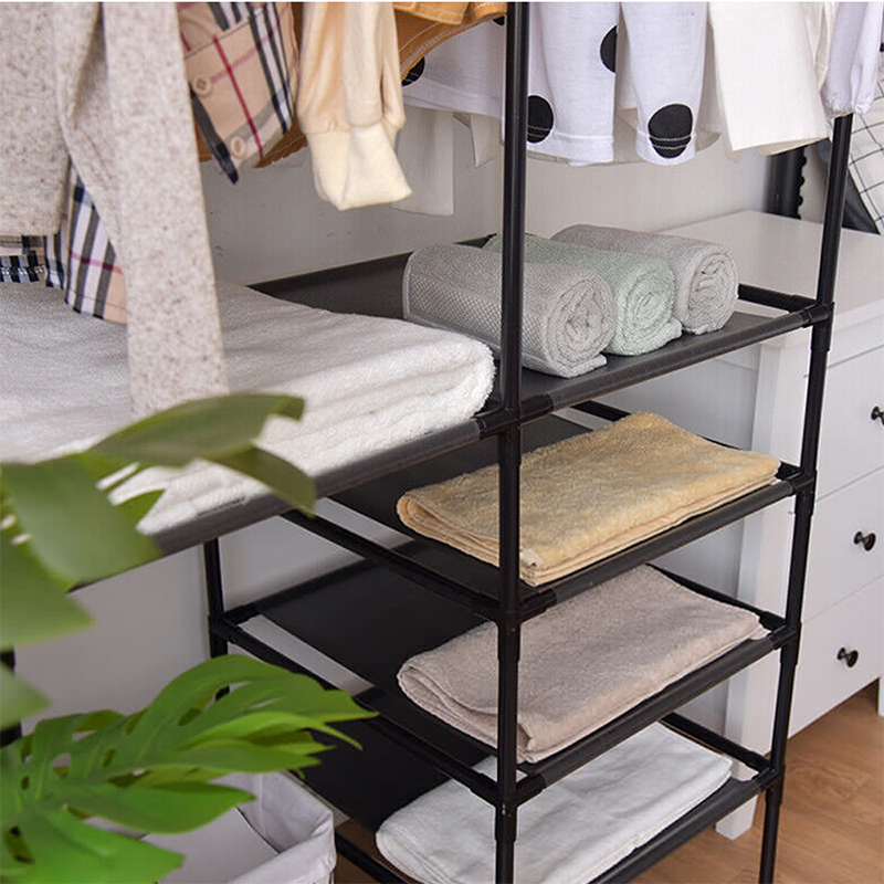 Thumbnail: Clothes Rack Large Floor Hangers With Hanging Hooks Shoes Household Storage Shel