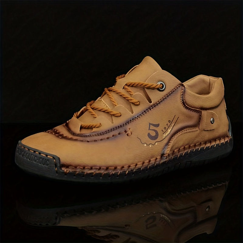 Thumbnail: Handmade Men's Casual Flats Shoes Outdoor Walking Sneakers with Stitching