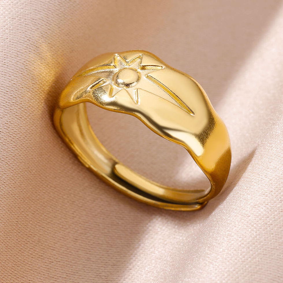 Thumbnail: Stainless Steel Rings for Women Men Gold Color Hollow Heart Ring Finger Wedding 