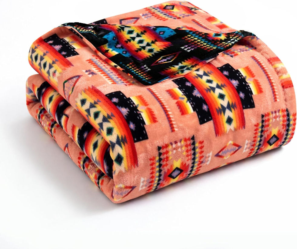 Thumbnail: Sacred Thread Aztec Blanket Fleece, Reversible Native American Blanket, Western