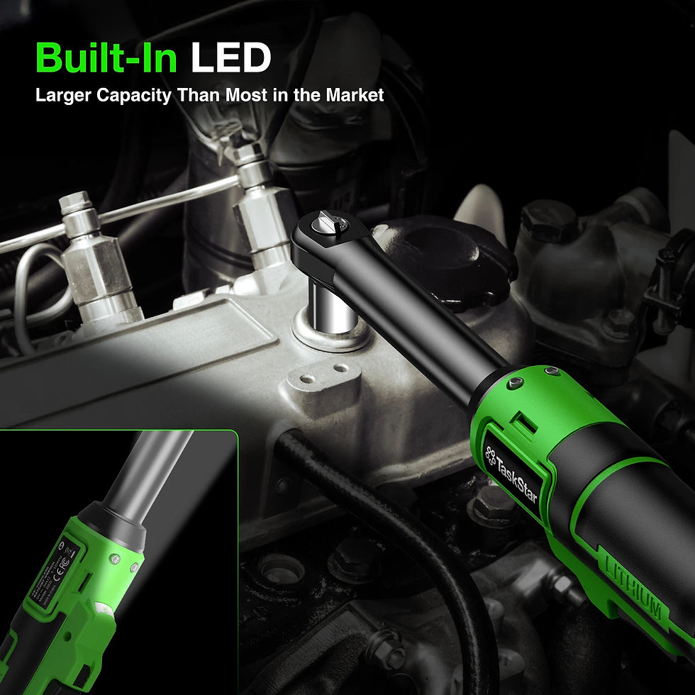 Thumbnail: TaskStar 21V/12V Battery Powered Cordless Ratchet Wrench 3/8-inch 80N.m/70N.m/40
