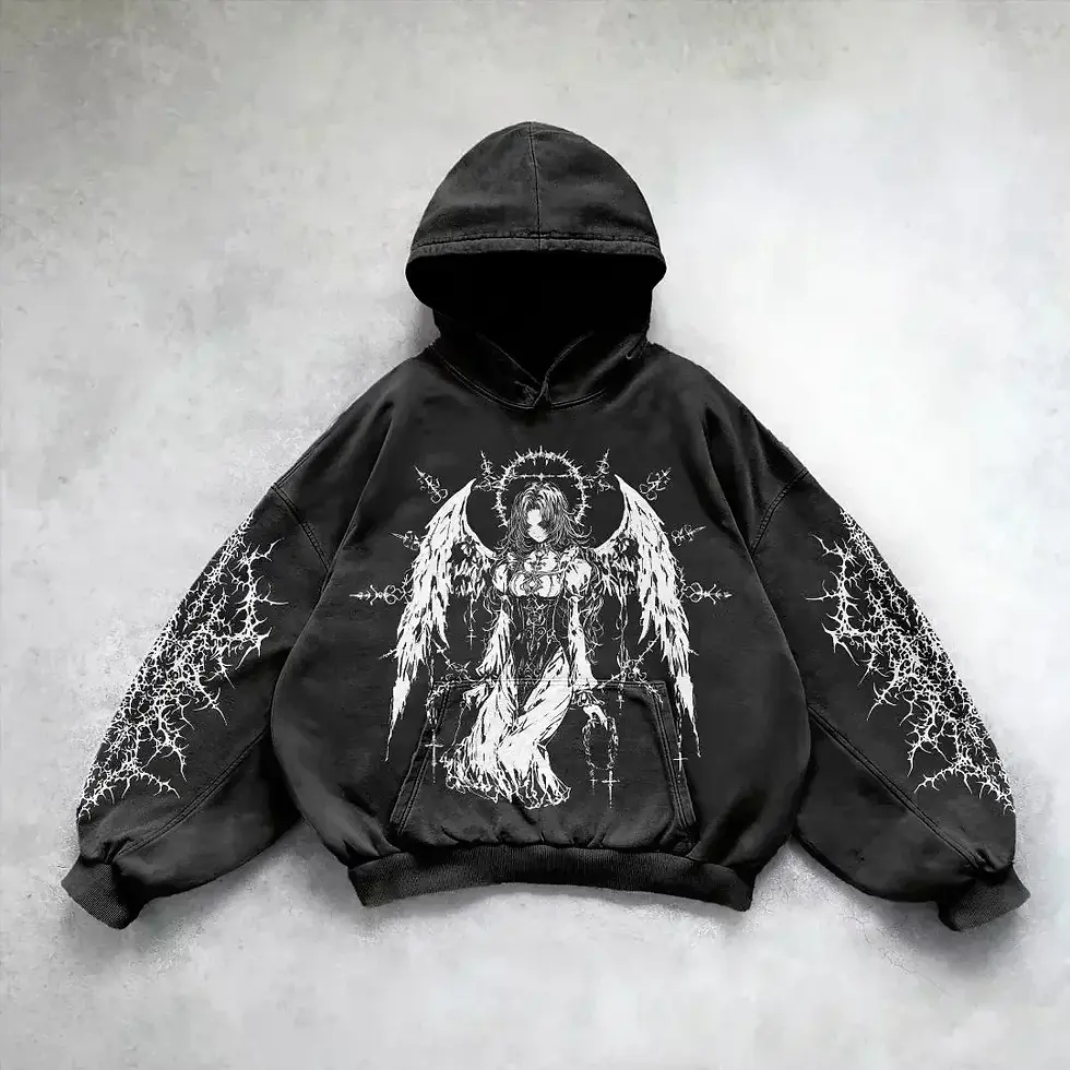 Thumbnail: Y2k gothic dark skull hoodies men oversized sweatshirt couples punk tops streetw