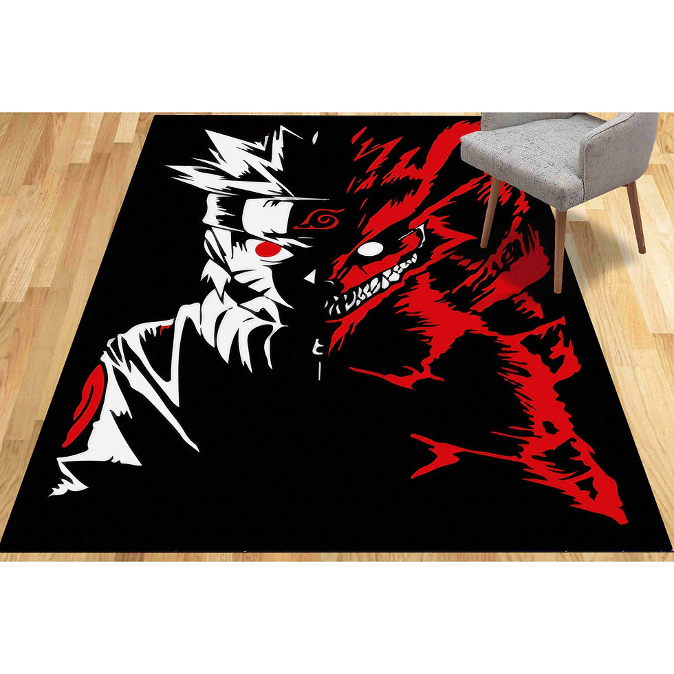 Thumbnail: Printed Rug: Modern Manga Anime Design, Machine Washable, Black, Gift,Chenille R