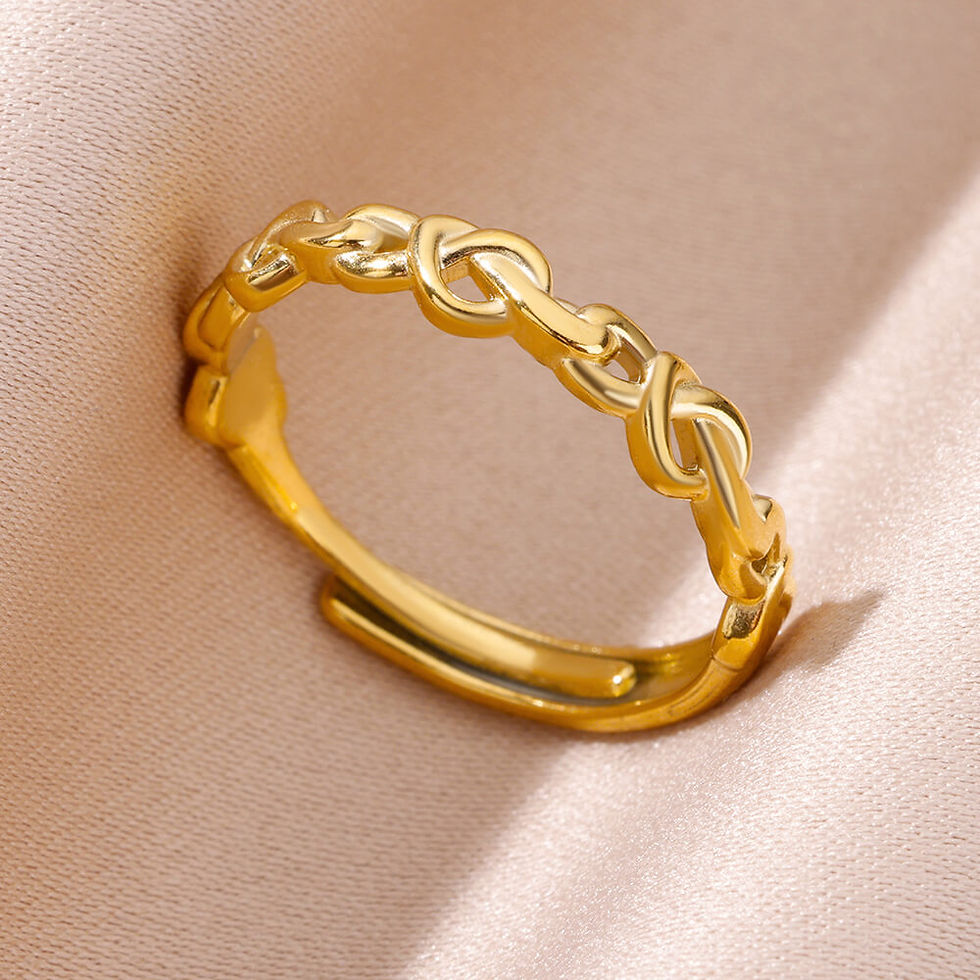 Thumbnail: Stainless Steel Rings for Women Men Gold Color Hollow Heart Ring Finger Wedding 