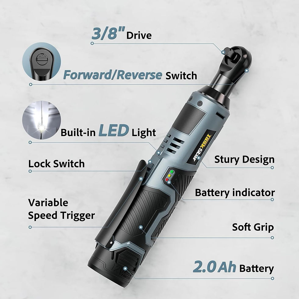 Thumbnail: TaskStar 21V/12V Battery Powered Cordless Ratchet Wrench 3/8-inch 80N.m/70N.m/40