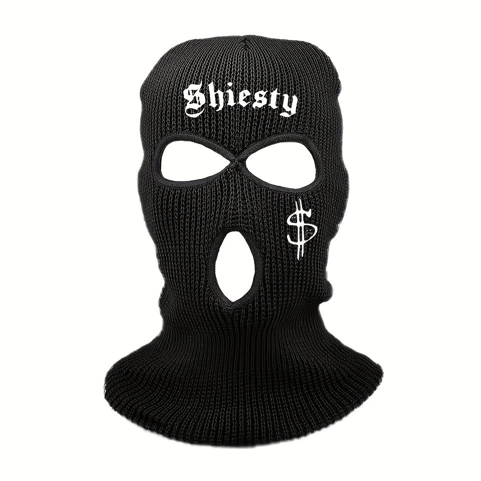 Thumbnail: 1/4pcs Knitted Full Face Balaclava Hat | Embroidered with "Shiesty" & $ Dollar S