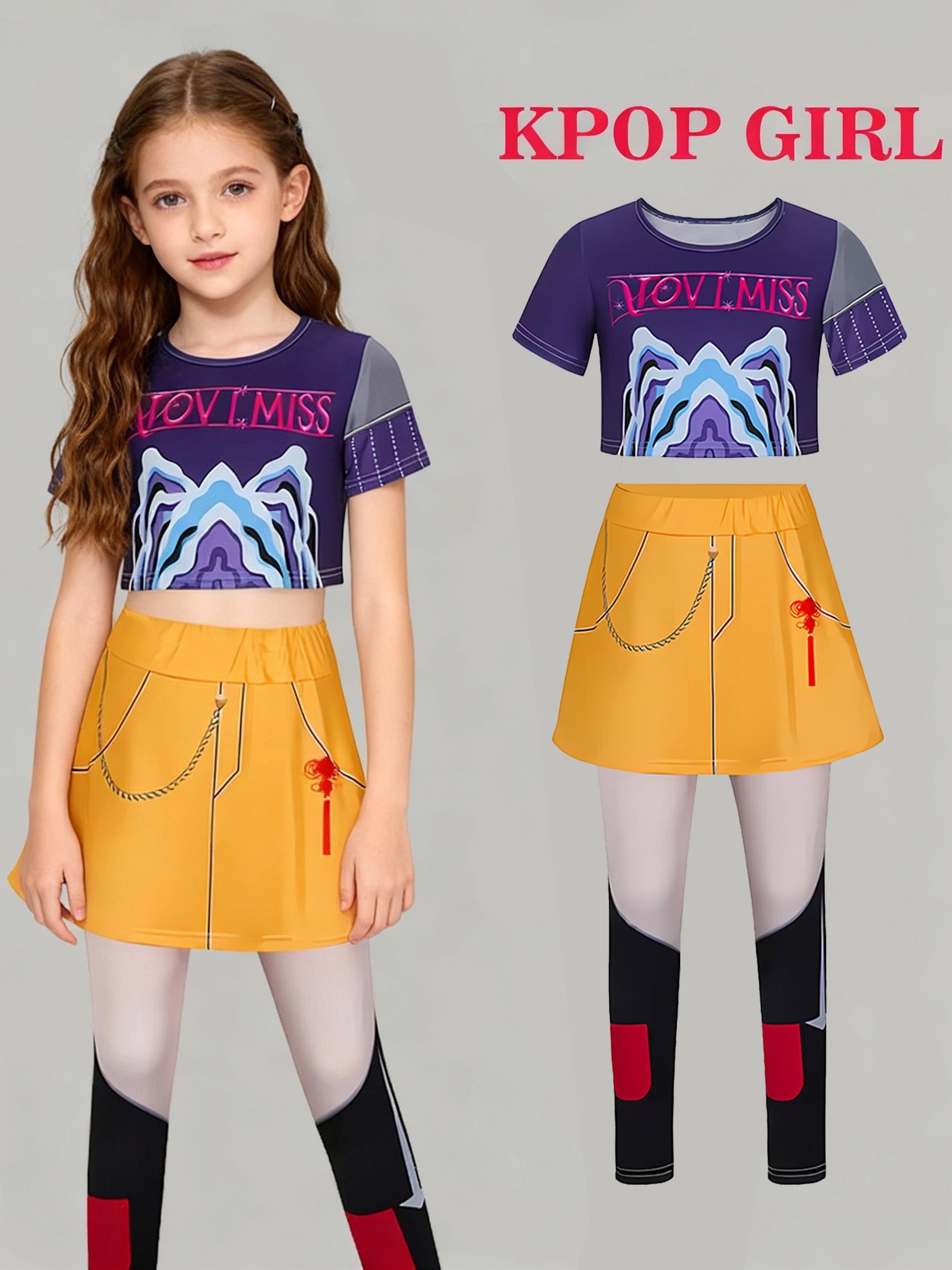 Children's Clothing for Girls, Stage Outfit, Kids' Printed Set, Fashionable Shor