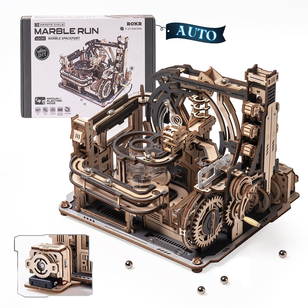 Thumbnail: ROBOTIME Rokr Electric Marble Run with Light 3D Puzzle Toys Marble Spaceport Gif
