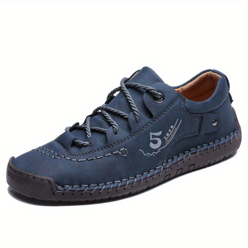 Thumbnail: Handmade Men's Casual Flats Shoes Outdoor Walking Sneakers with Stitching