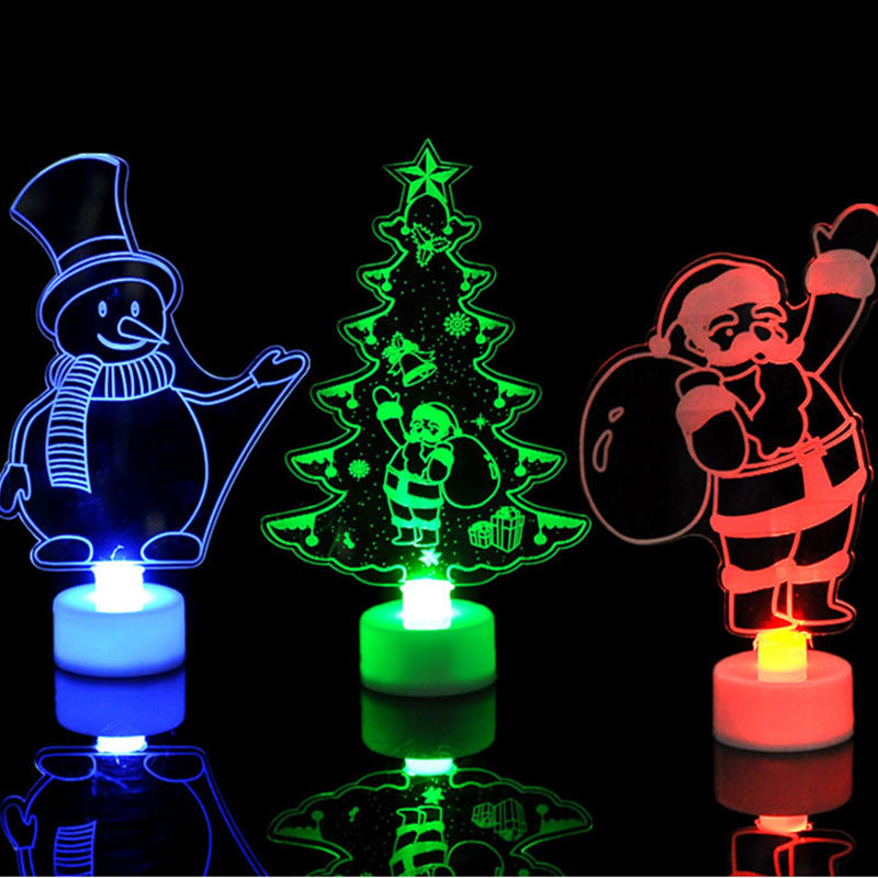 LED Mini Night Lights Colorful Flashing Lights Snowman Lamp Christmas Ornament B