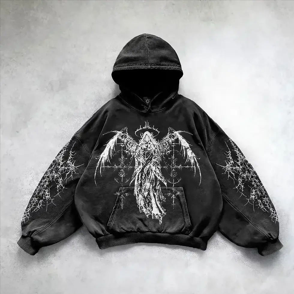 Thumbnail: Y2k gothic dark skull hoodies men oversized sweatshirt couples punk tops streetw