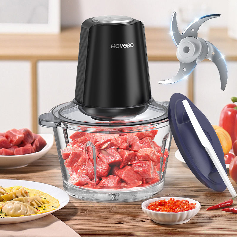 Food Processor, 350W Powerful Meat Grinder, 2L glass bowl 3 Speed Modes 2 Bi-Lev