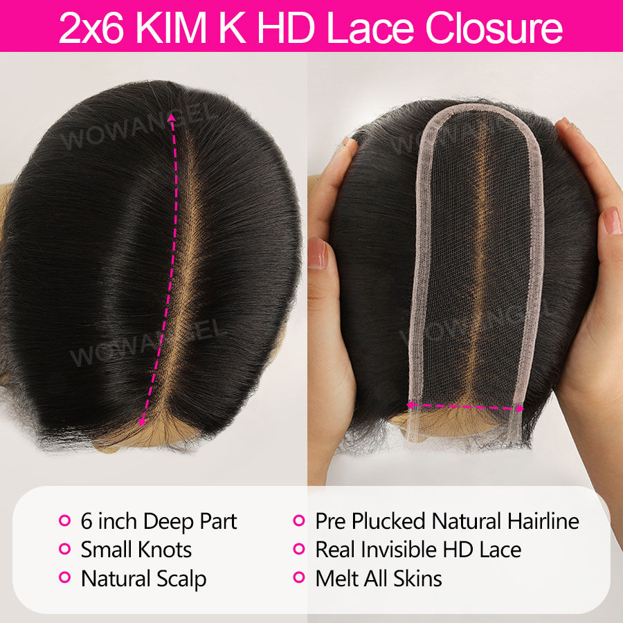 WOWANGEL 2x6 Deep Parting HD Lace Closure Frontal Only Melt Skin Straight Hair K