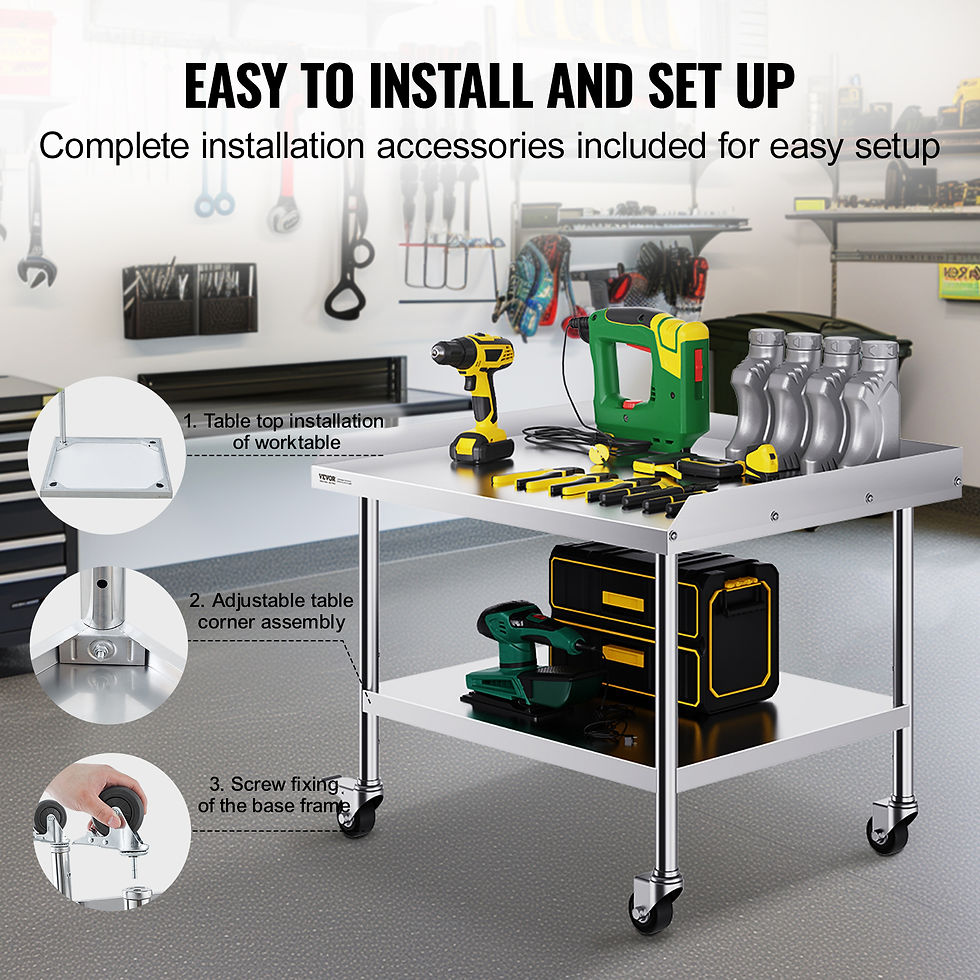 Thumbnail: SucceBuy Stainless Steel Work Table Commercial Food Prep Worktable with 4 Wheels