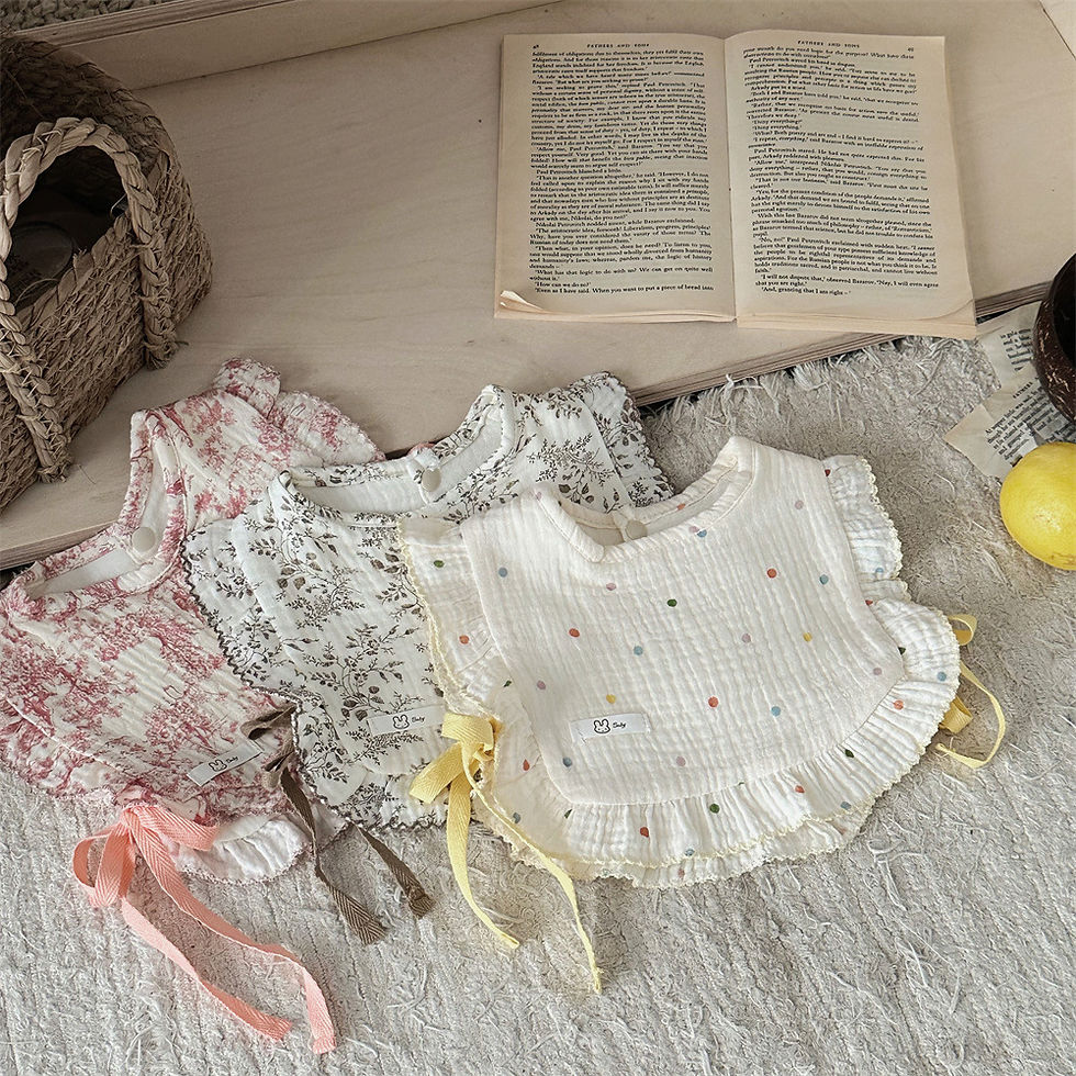 Thumbnail: INS Style Baby Feeding Drool Bib Ruffle Floral Infants Lace Saliva Towel Soft Co