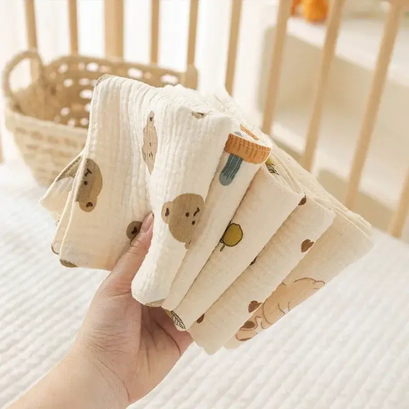 Cotton Baby Face Towel Muslin Newborn Bear Long Burp Cloth for Kindergarten Hand