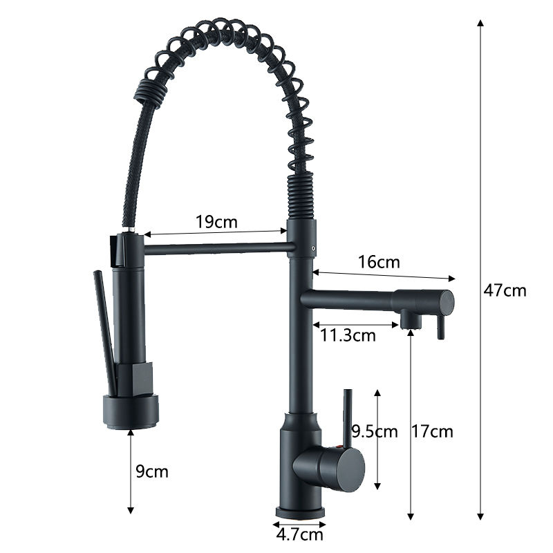 Thumbnail: Kitchen Sink Faucet Pull Down Hot and Cold Water Mixer2 Mode Tap with Dual Spout