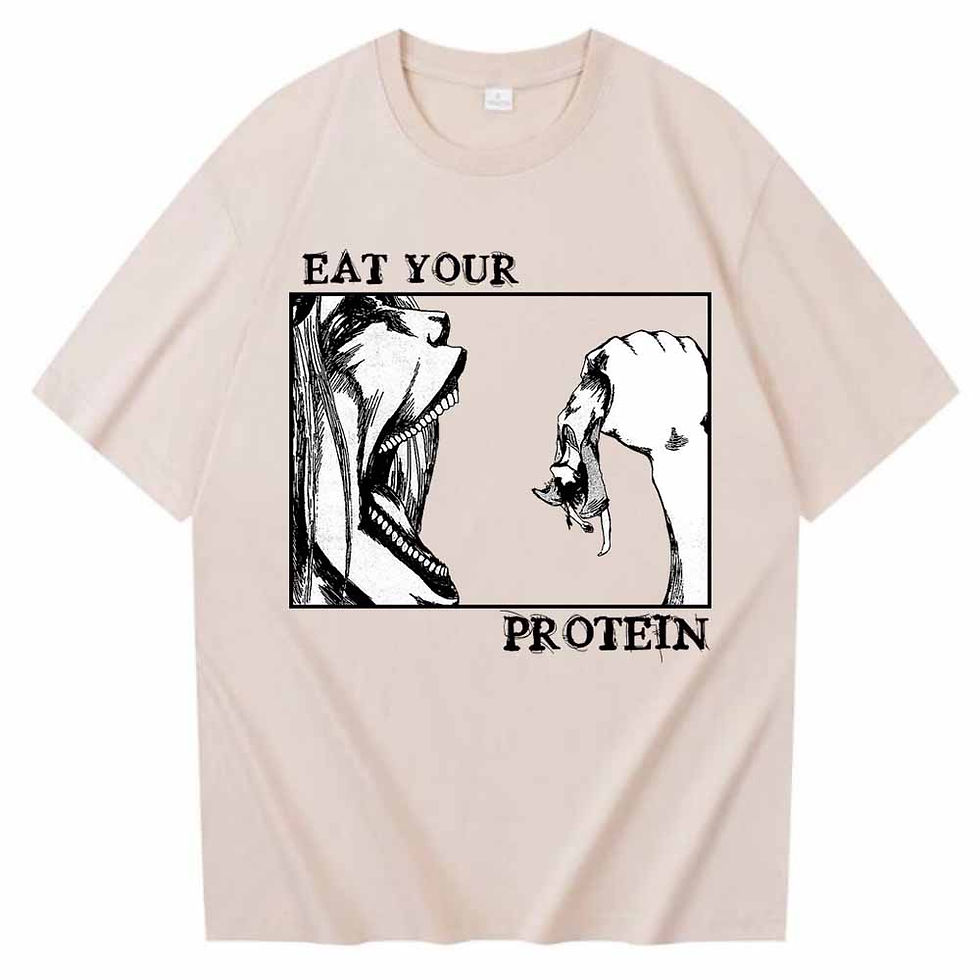 Thumbnail: Attack On Titan T-Shirts Eat Your Protein Shirt Man Women Summer Casual O-Neck S