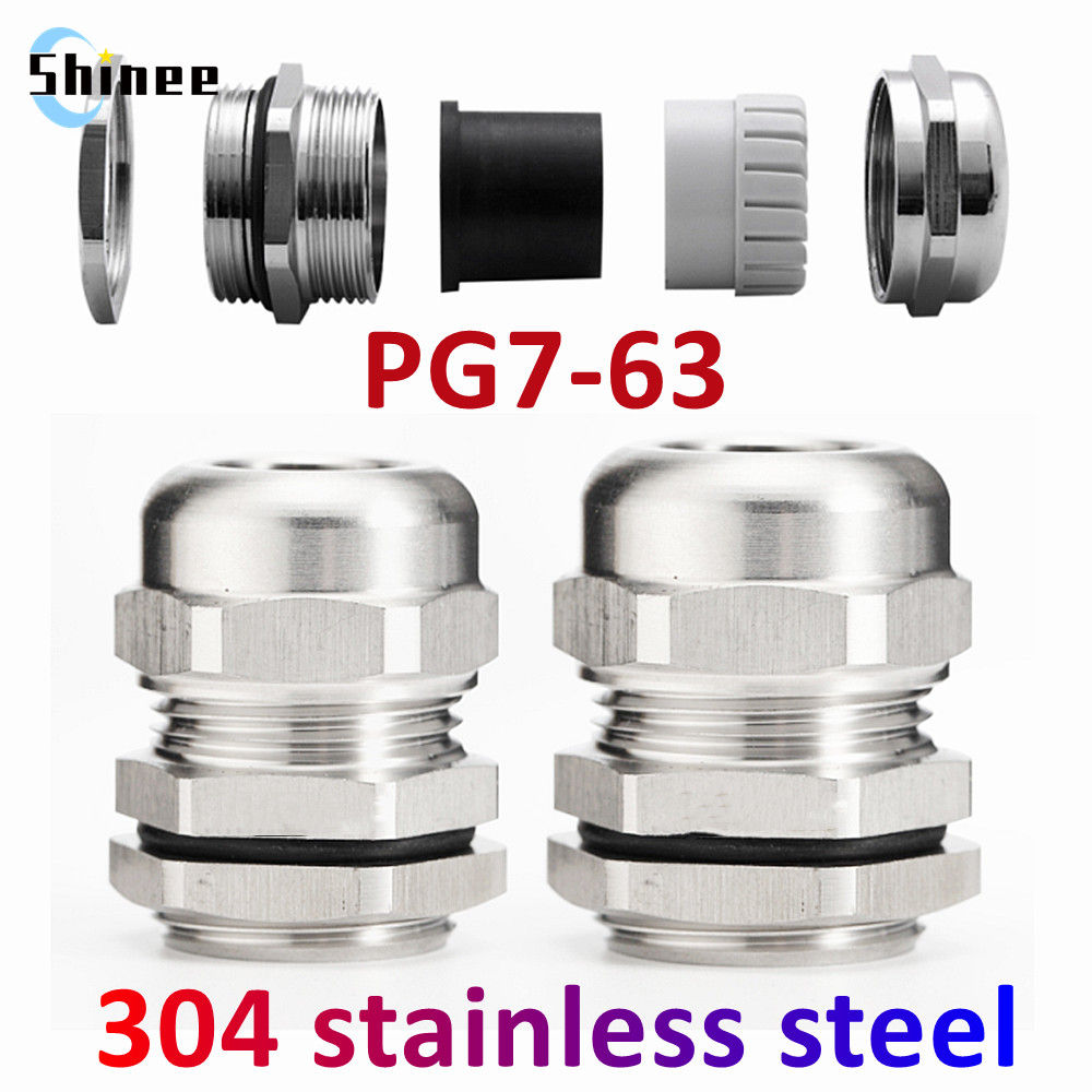 1Pcs Waterproof Cable Gland 304 Stainless Steel Glands IP68 PG7 PG9 Metal Joint