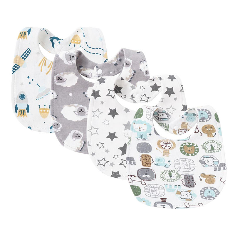 Thumbnail: 4Pcs Baby Bibs Burp Clothes Cartoon Newborn Saliva Towels for Girls Boys Cotton 