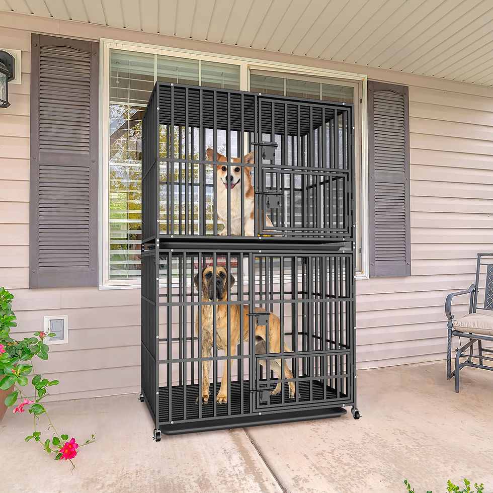 Thumbnail: Oversized Stackable Dog Crate Heavy Duty Double Layer Dog Kennel Cage for Medium