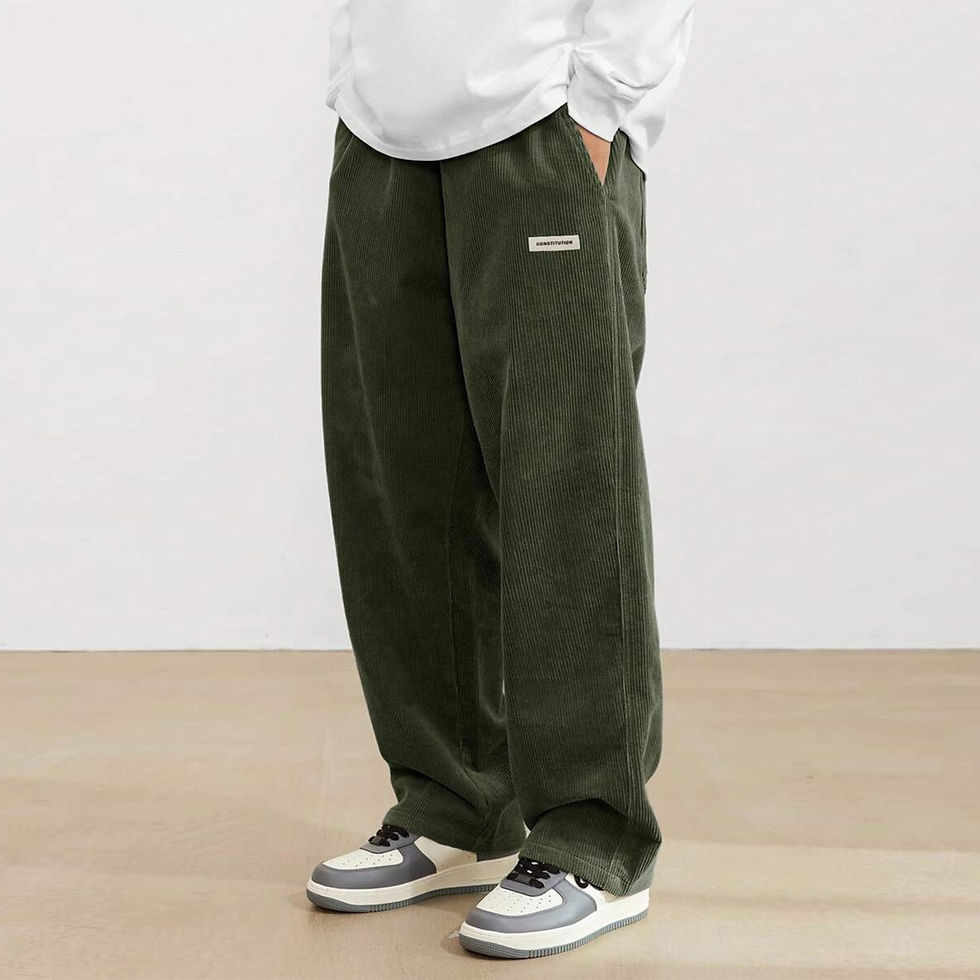 Thumbnail: Corduroy Pants Men Clothing Sweatpants Loose-Fit Casual Pants Man Baggy Hosen Re