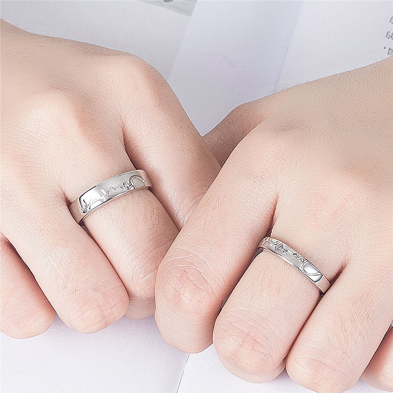 Thumbnail: 2Pcs/sets Zircon Heart Matching Couple Rings Set Forever Endless Love Wedding Ri