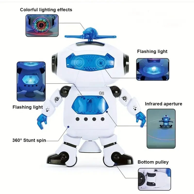Thumbnail: Kids Robot Rotating Dance Toys With Music LED Light Electronic Walking Toys for 
