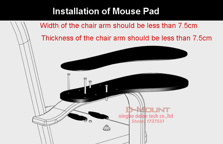 Thumbnail: D-mount OK010 Multifunctional Full Motion Chair Clamping Keyboard Support Laptop