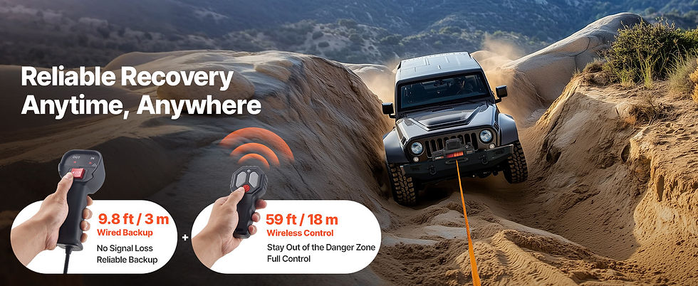 Thumbnail: SucceBuy 13500LBS 12V Electric Winch Synthetic Tow Rope Car Winch 28M Lifting Ho