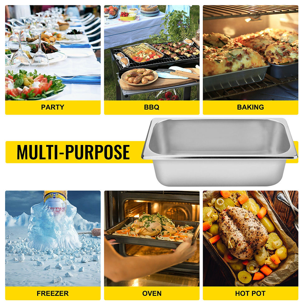 Thumbnail: SucceBuy 8.5L-20.5L Buffet Chafing Dishes Gastronorm Pans Steam Table Pans Stain