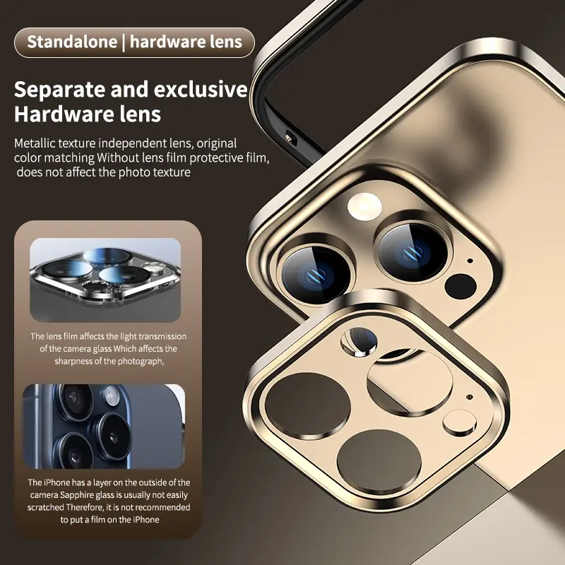 Thumbnail: Camera Protection + Hybrid Silicone Frame Aluminum Metal Phone Case For iPhone 1