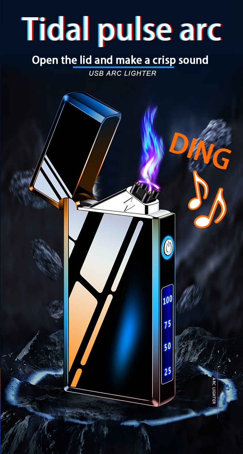Thumbnail: Double-Arc Rechargeable Lighter, Fashion Simple Lighter For Outdoor Camping BBQ
