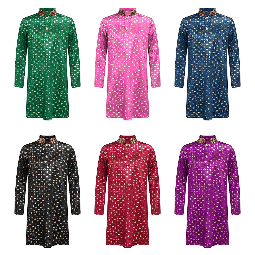 Thumbnail: Kids Boys Girls Unisex Indian Clothing Traditional Wear Stand Collar Long Sleeve