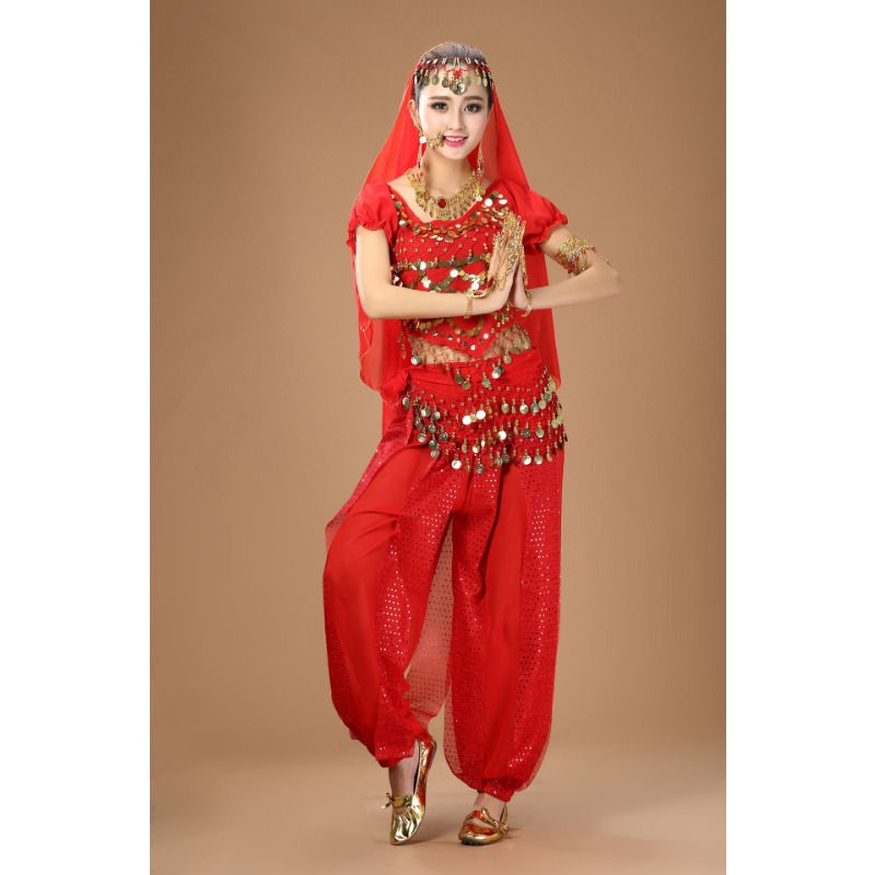 Thumbnail: Indain Clothing Dance Practice Clothing Belly Dance Suit New Short-sleeved Suit 