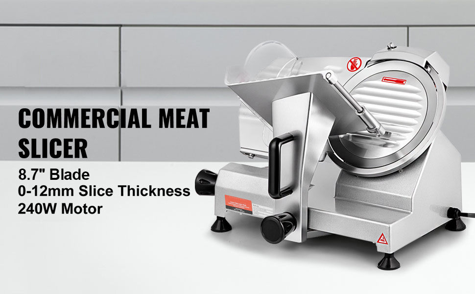 Thumbnail: SucceBuy Meat Slicer 8/10inch Carbon Steel Blade Electric Deli Food Slicer Adjus