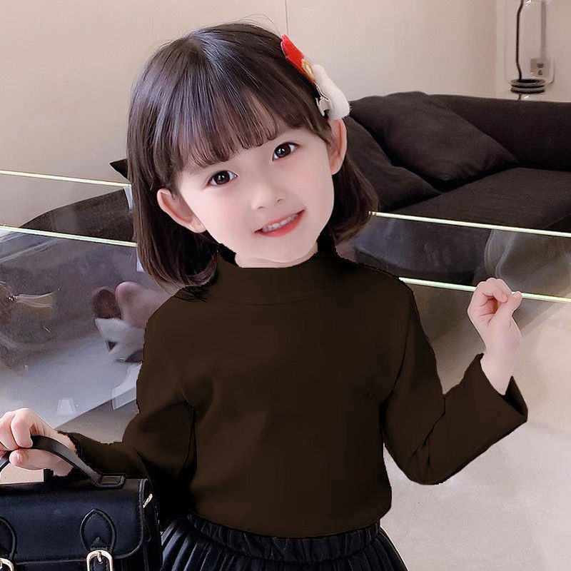 Thumbnail: Children's Clothing Boys Girls Winter Thermal T-shirts Turtleneck Solid Long Sle