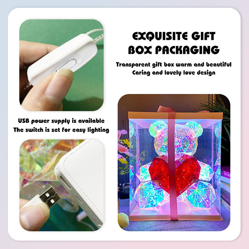 Thumbnail: Glowing Bear 30CM Magic Luminous Bear with Bag Valentine's Day Gift Home Livingr