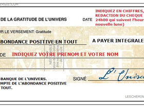 Modèle de chèque d'abondance positive en tout - René Dheure