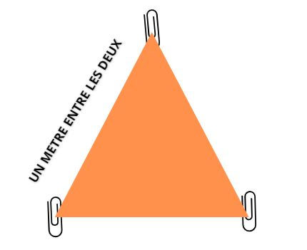 3 ATTACHES TROMBONES disposées en triangle équilatéral de couleur orange