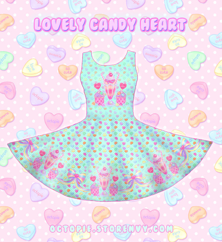 Thumbnail: "Lovely Candy Heart" Sleeveless Skater Dress