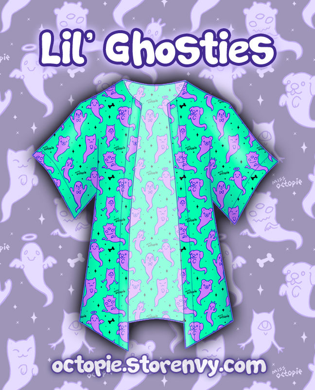 Thumbnail: "Lil' Ghosties" Chiffon Kimono Peignoir