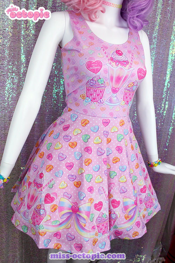 Thumbnail: "Lovely Candy Heart" Sleeveless Skater Dress