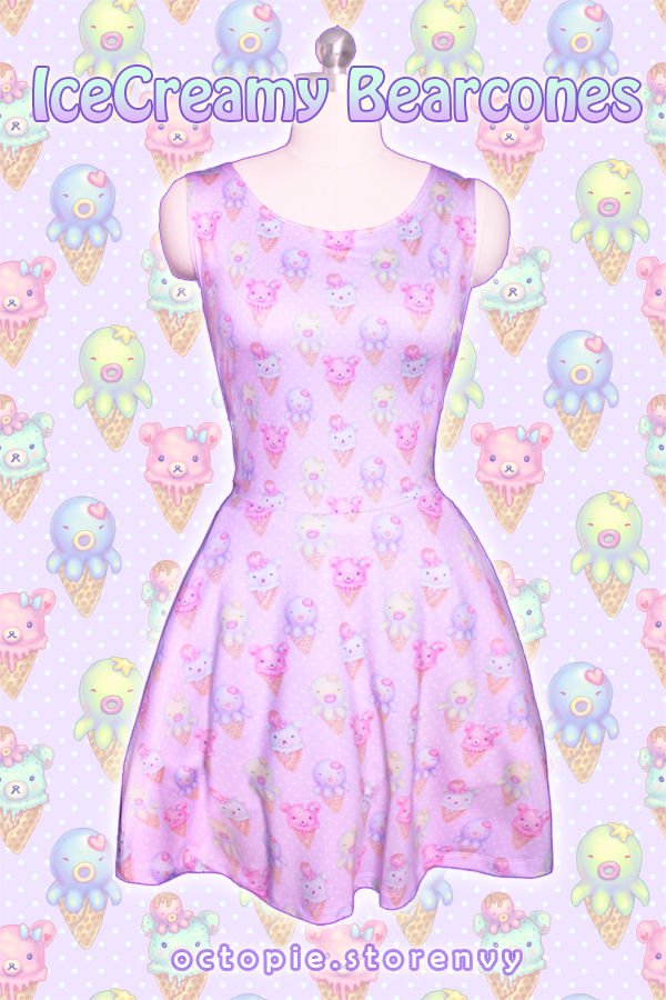 Thumbnail: "IceCreamy Bearcones" Sleeveless Skater Dress