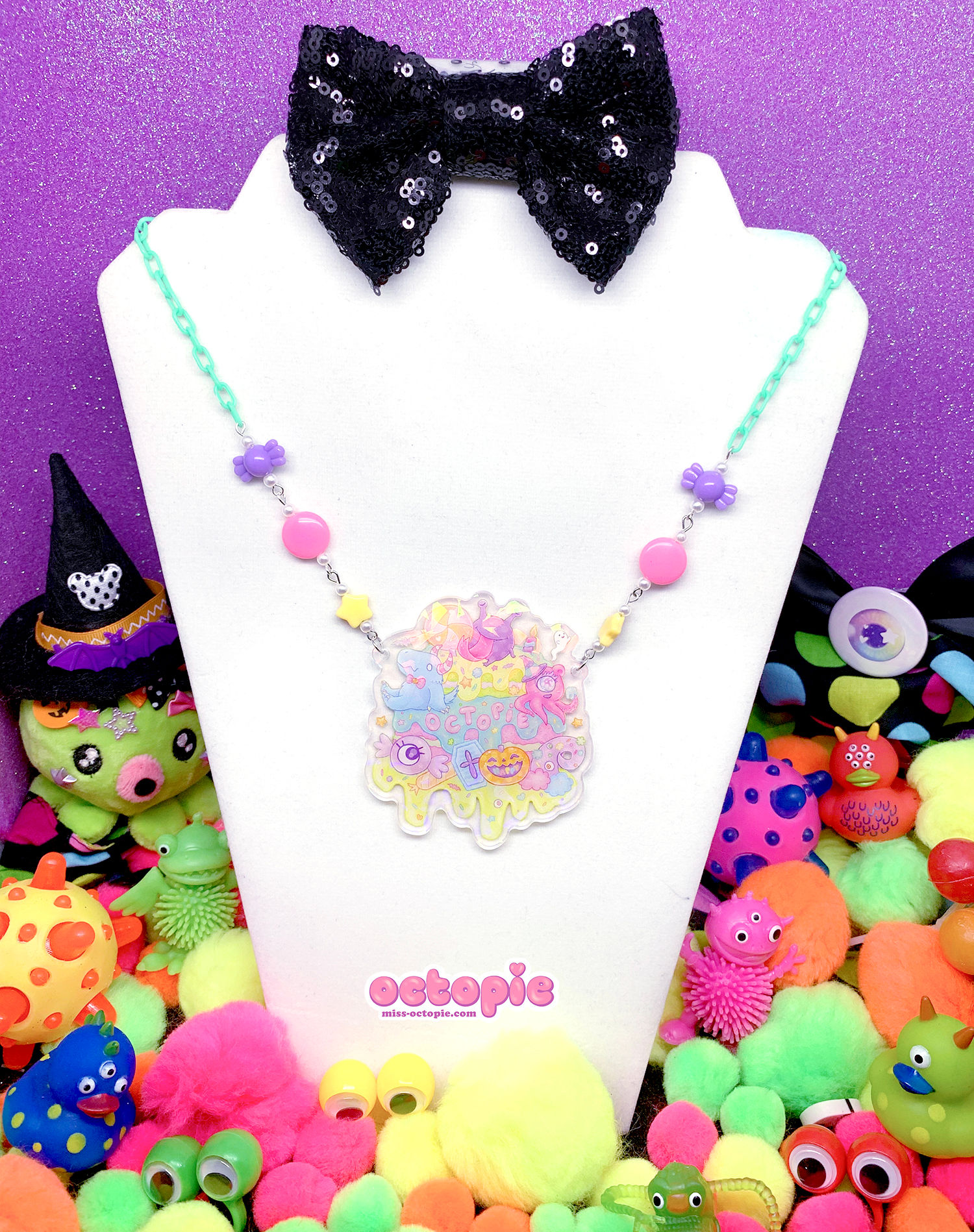 "Fashion Monster Cake" Holographic Large Necklace