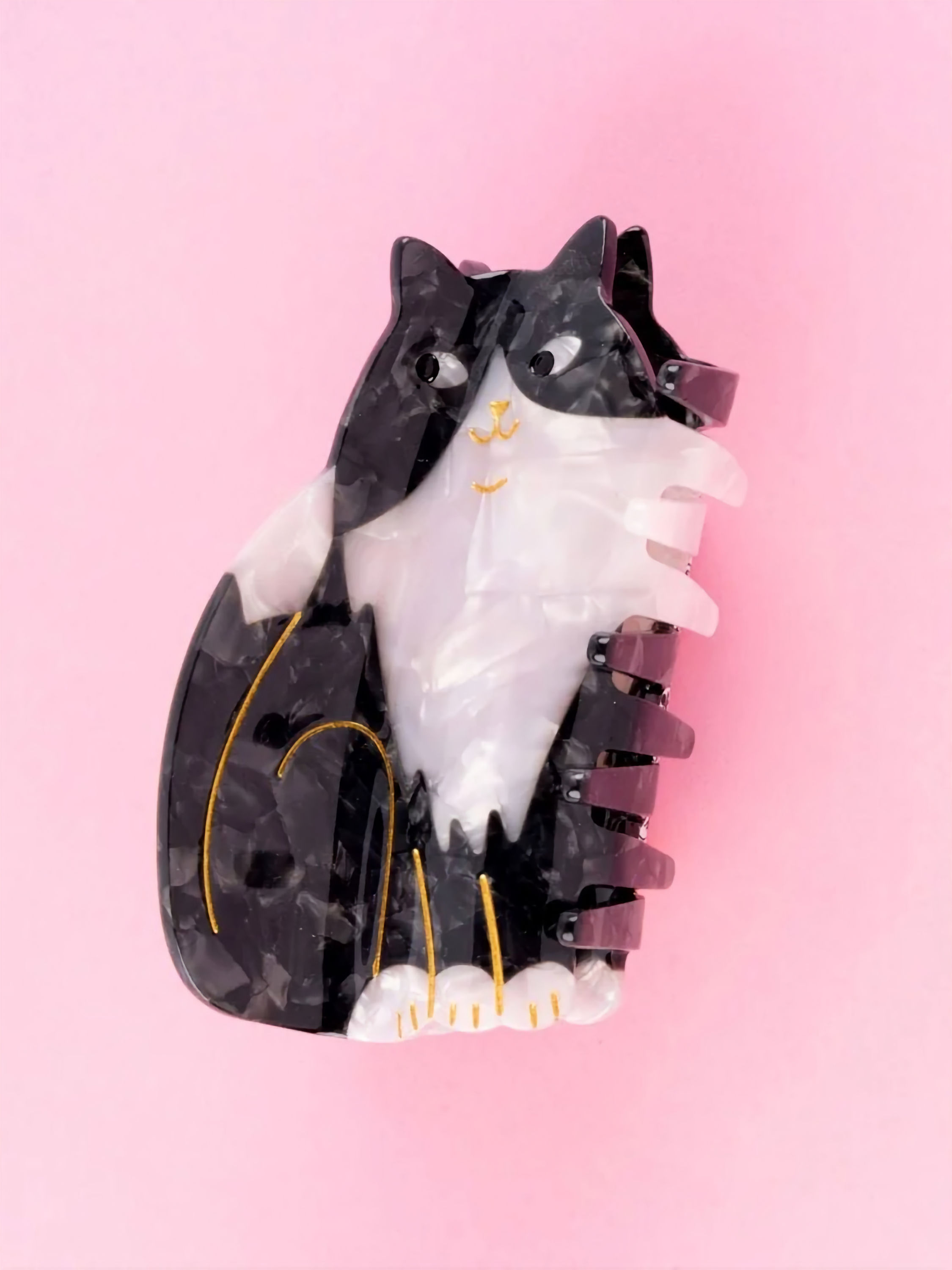 CouCou Suzette - Mollettone per capelli Gatto bianco e nero