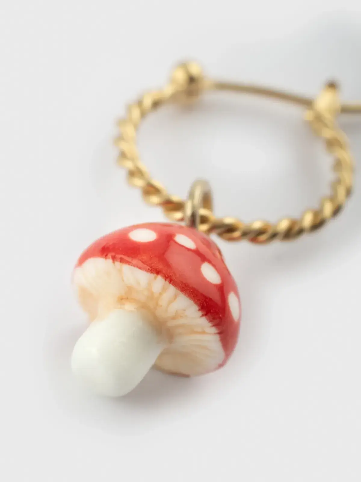 NACH - Orecchino pendente singolo in porcellana Fungo