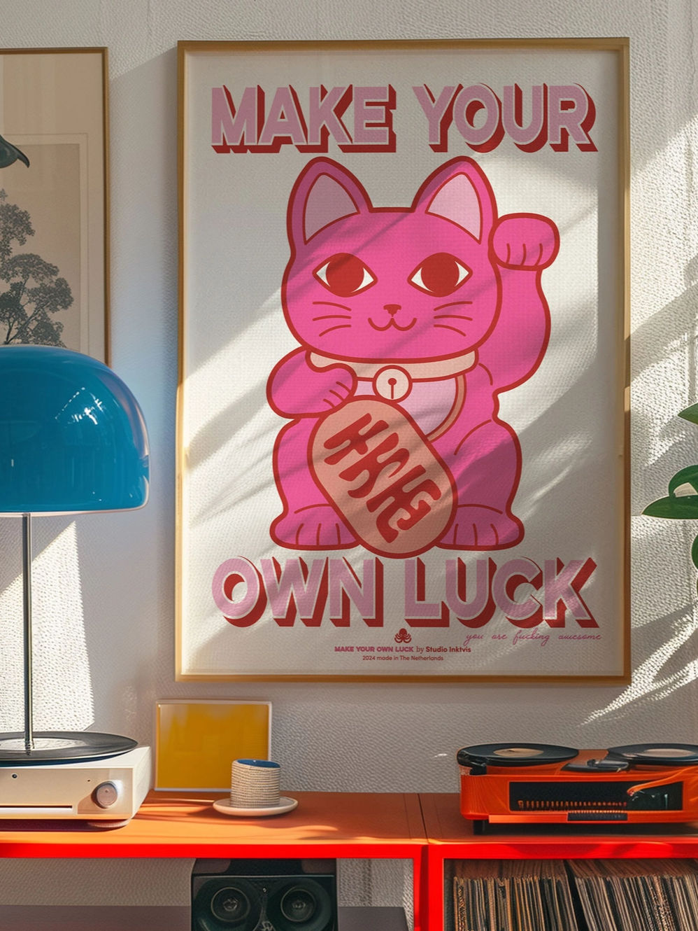 Studio Inktvis - Stampa A3 Risograph Maneki Neko