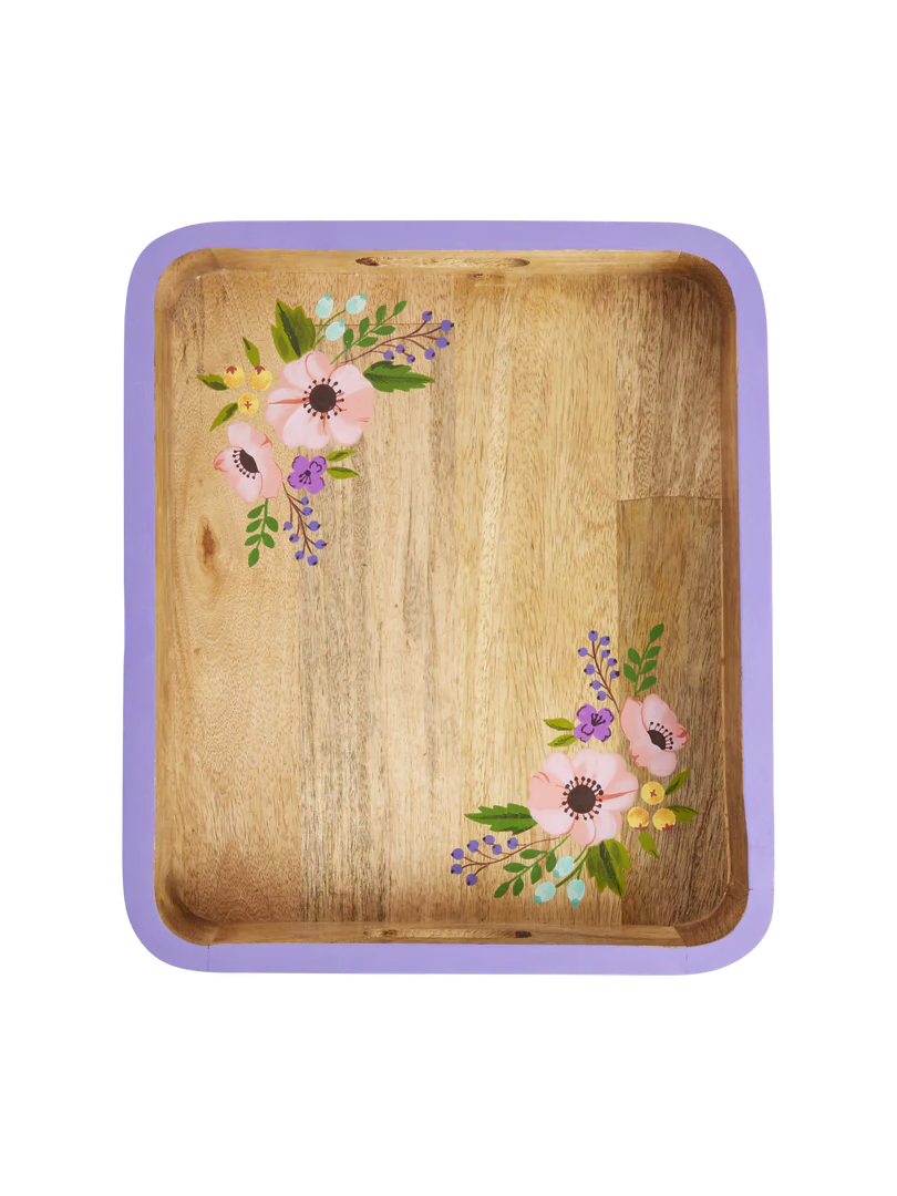 Miniatura: RICE - Vassoio rettangolare in legno Flower Print