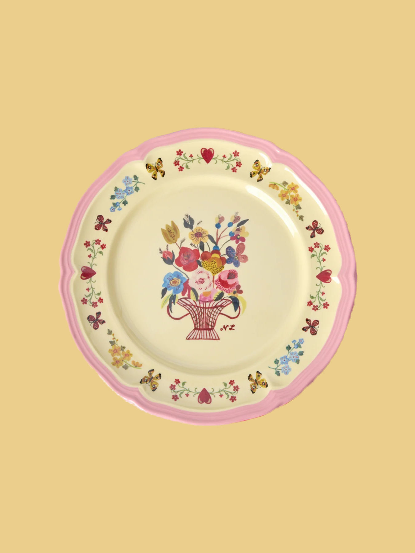 RICE - Piatto piano in melamina Vintage Flowers "Nathalie Lètè"